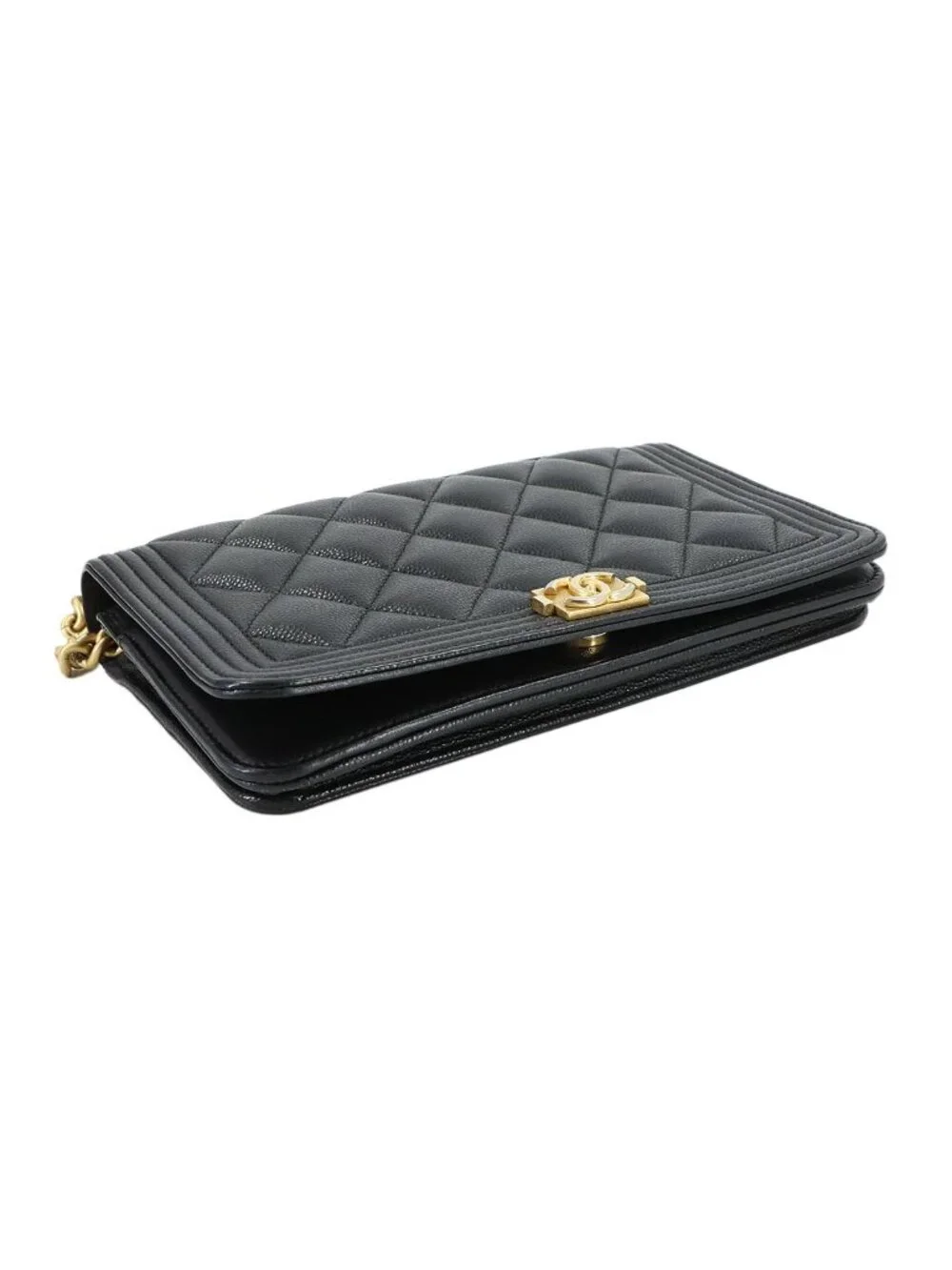 ★SOLD★ Chanel Chain Wallet Caviar Leather Black Gold - Picture 4 of 10